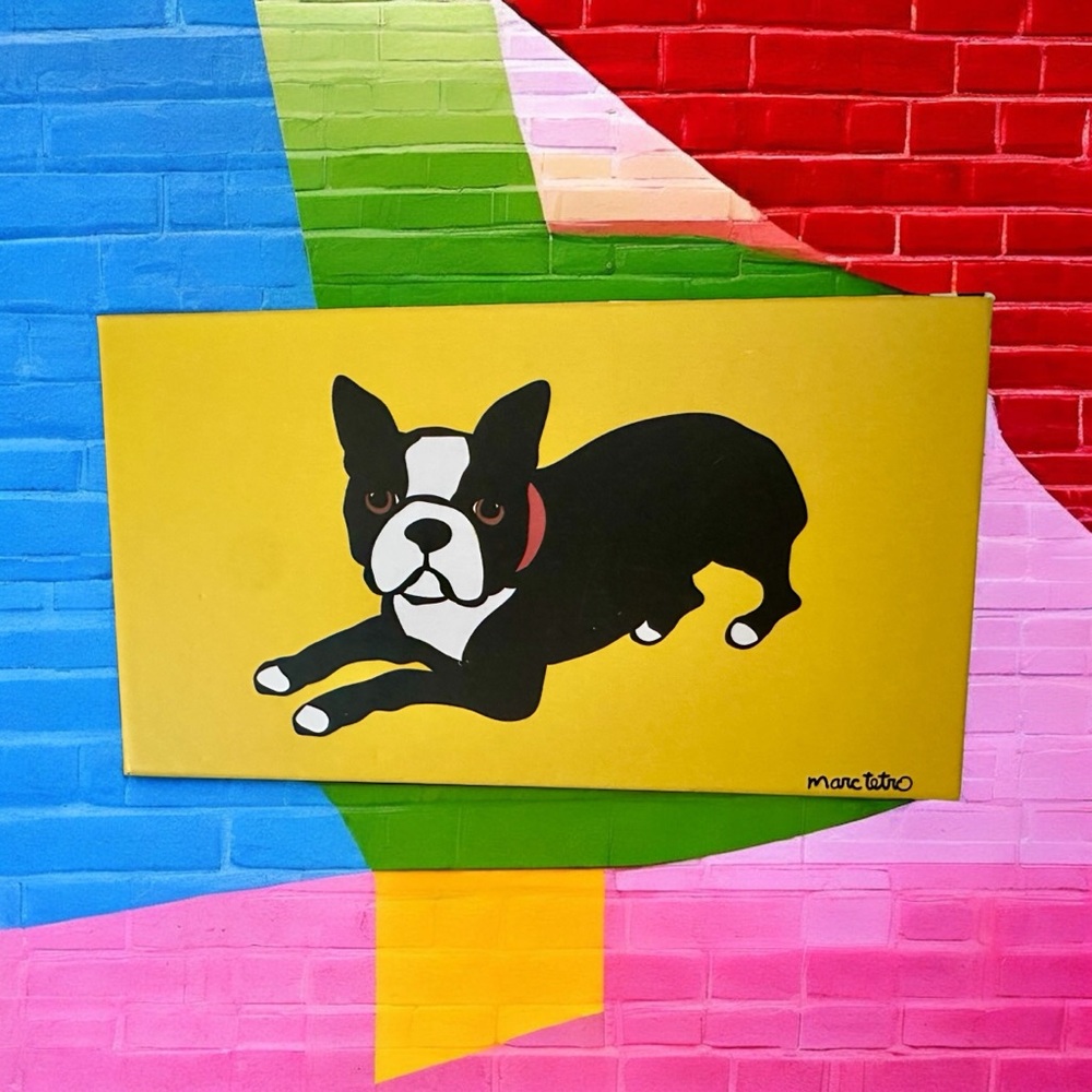 Marc Tetro Yellow Wallet with French Bulldog Design -‎ New in Gift Box MSRP $36 - Picture 2 of 10